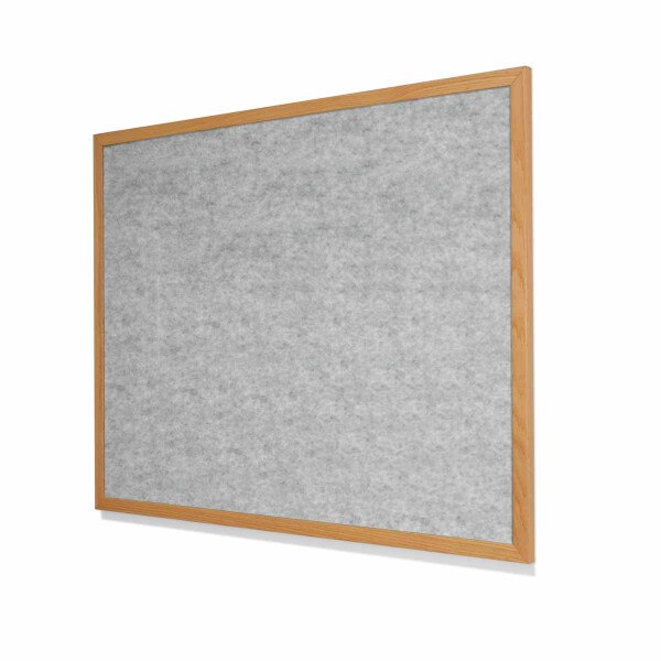 Chrome Velour VELCRO® Compatible Cork Board with Narrow Red Oak Frame